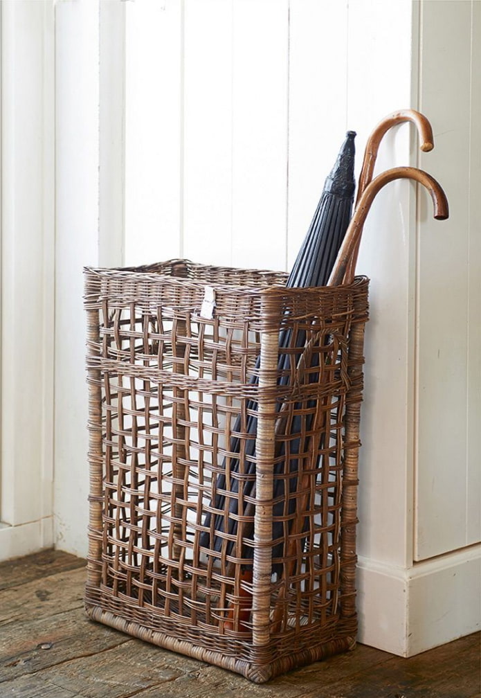 Umbrellas in a wicker basket