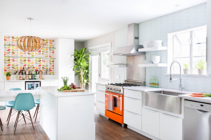 bright kitchen appliances