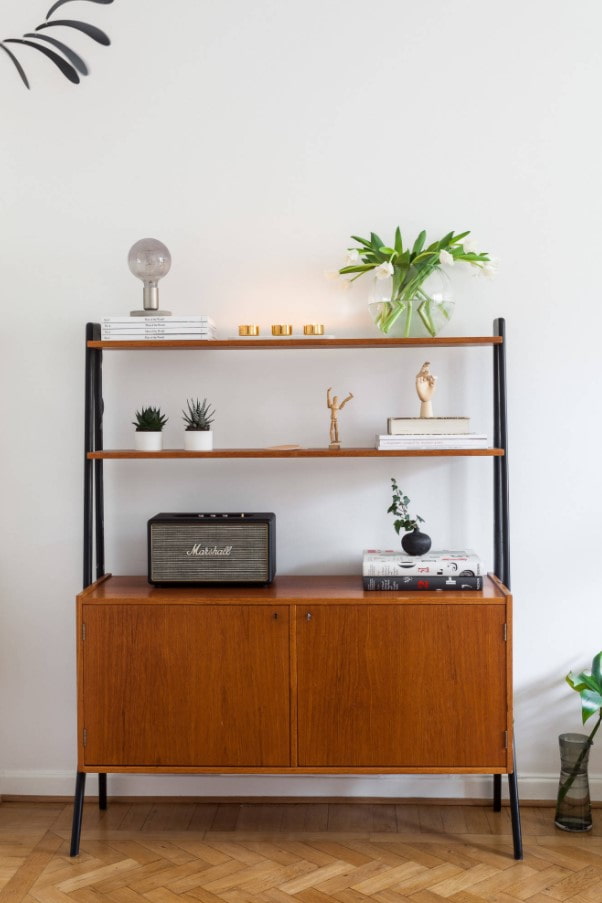 wardrobe with retro style in the living room