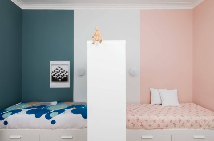 zoning of a nursery for a boy and a girl