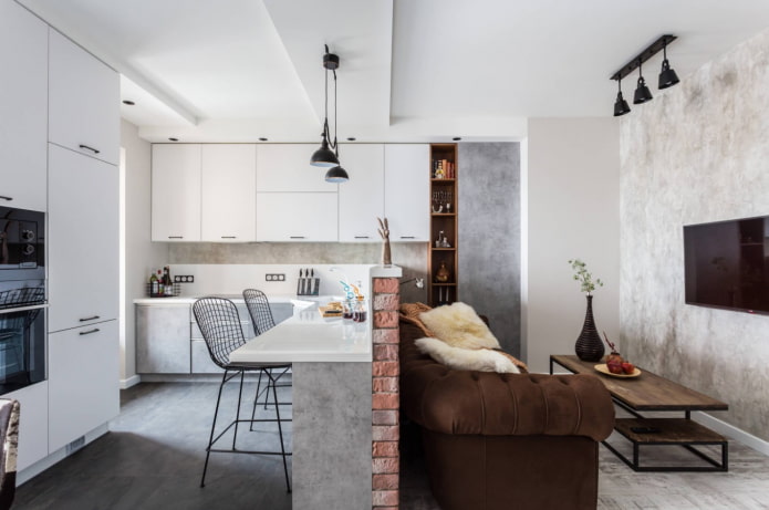 zoning of the kitchen-living room