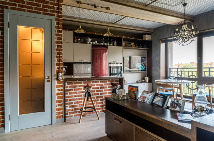 brick walls in the apartment