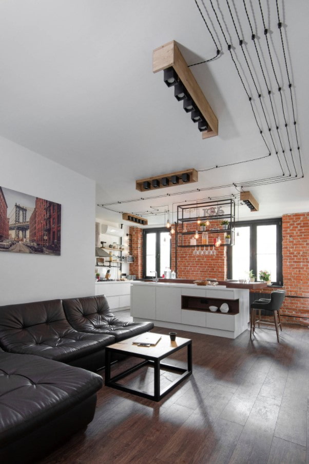 large combined kitchen-living room