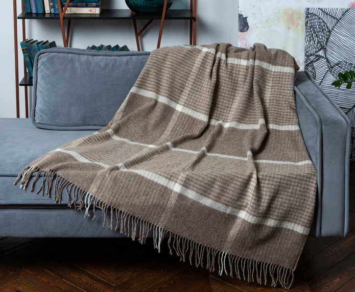 plaid made of natural wool