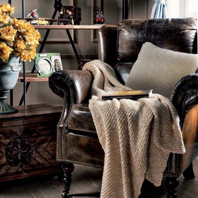 plaid on the armchair