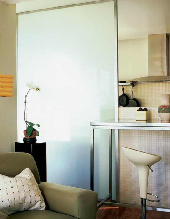 frosted glass in the interior