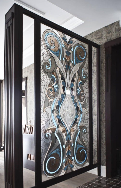 stained-glass windows in the interior