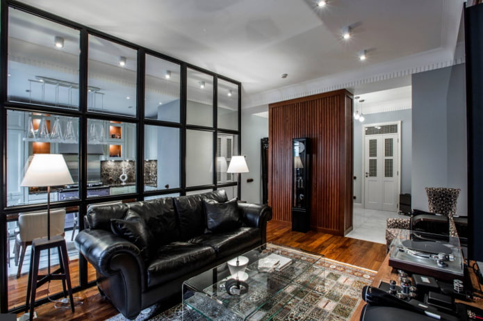 glass wall in living room