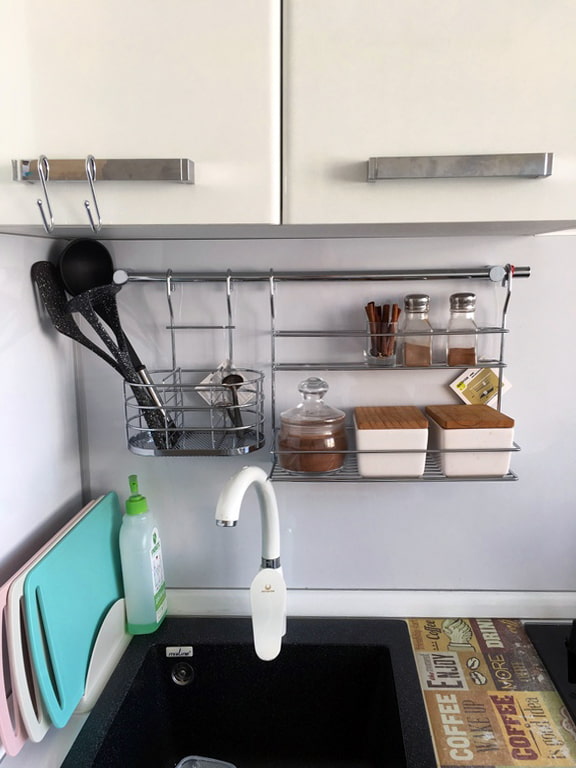 Railing with shelves