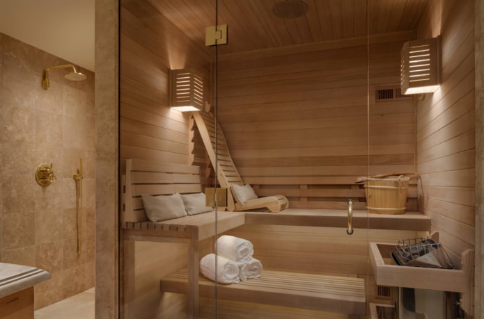 wooden sauna in a modern style wooden sauna in a modern style
