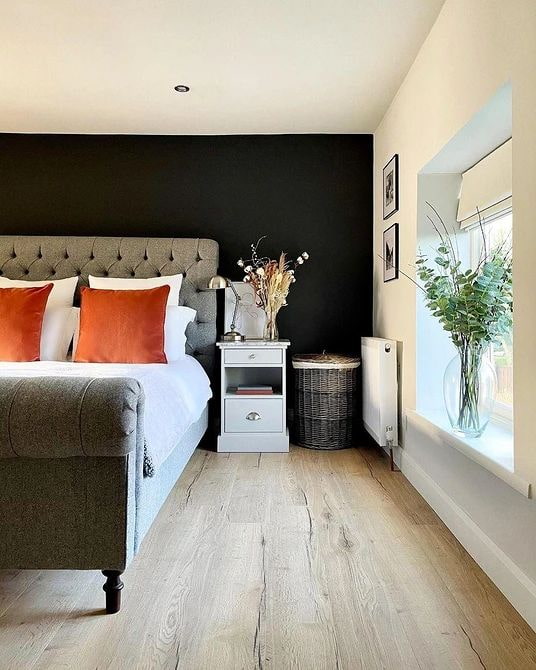 Basket in the corner of the bedroom