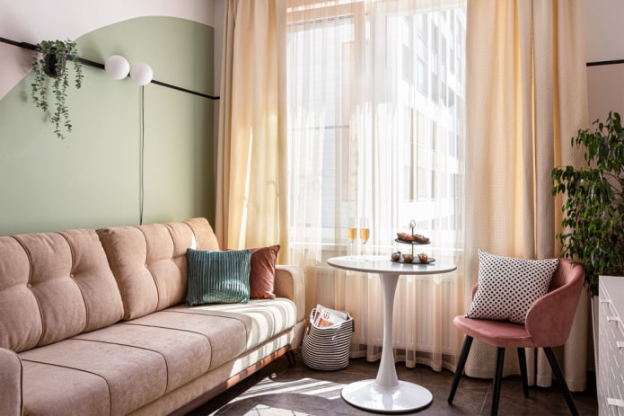 Sofa area in peach tones