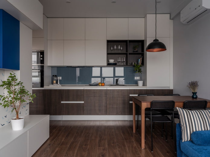 Table separating the kitchen