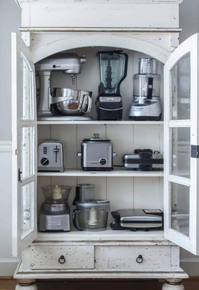 small appliances in the closet