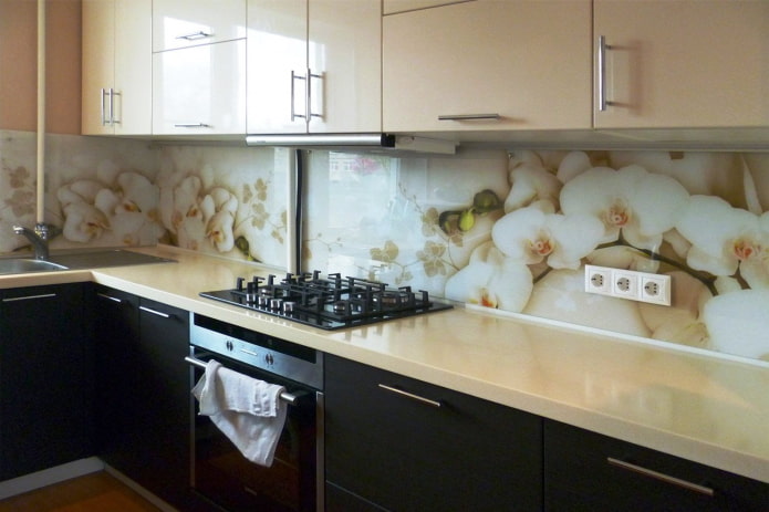 glass apron with orchids glass apron with orchids