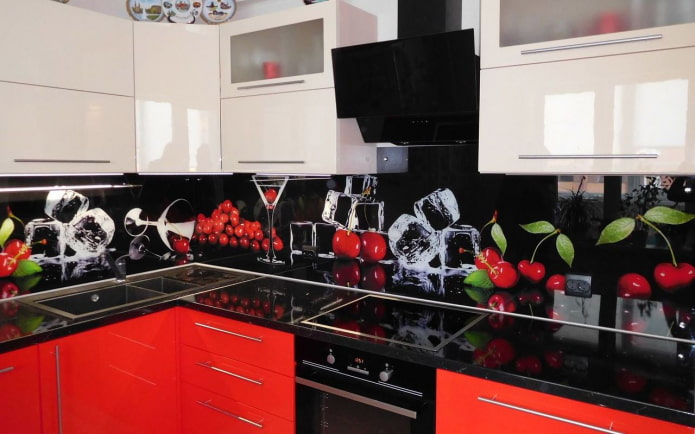 skinned with glasses, cherries and ice cubes skinned with glasses, cherries and ice cubes