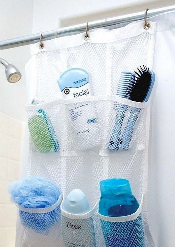 Pockets behind the shower curtain