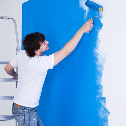 Paint the wall with a roller Paint the wall with a roller