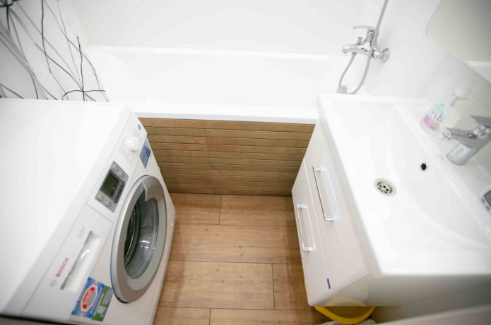 wood-like floor in bathroom
