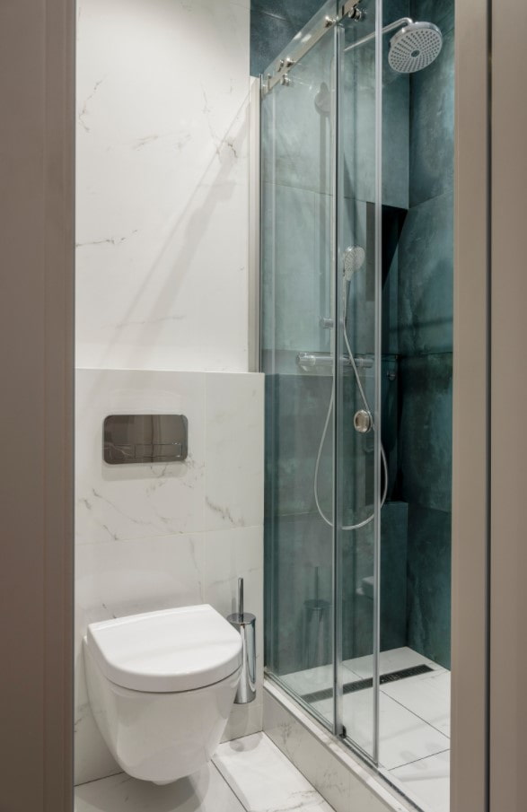 highlight the shower with tiles