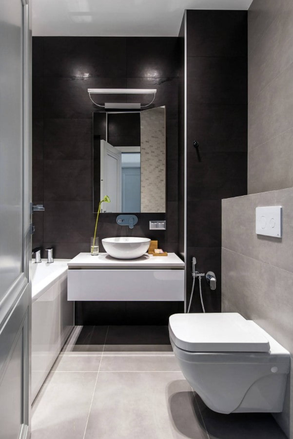 black wall in the bathroom