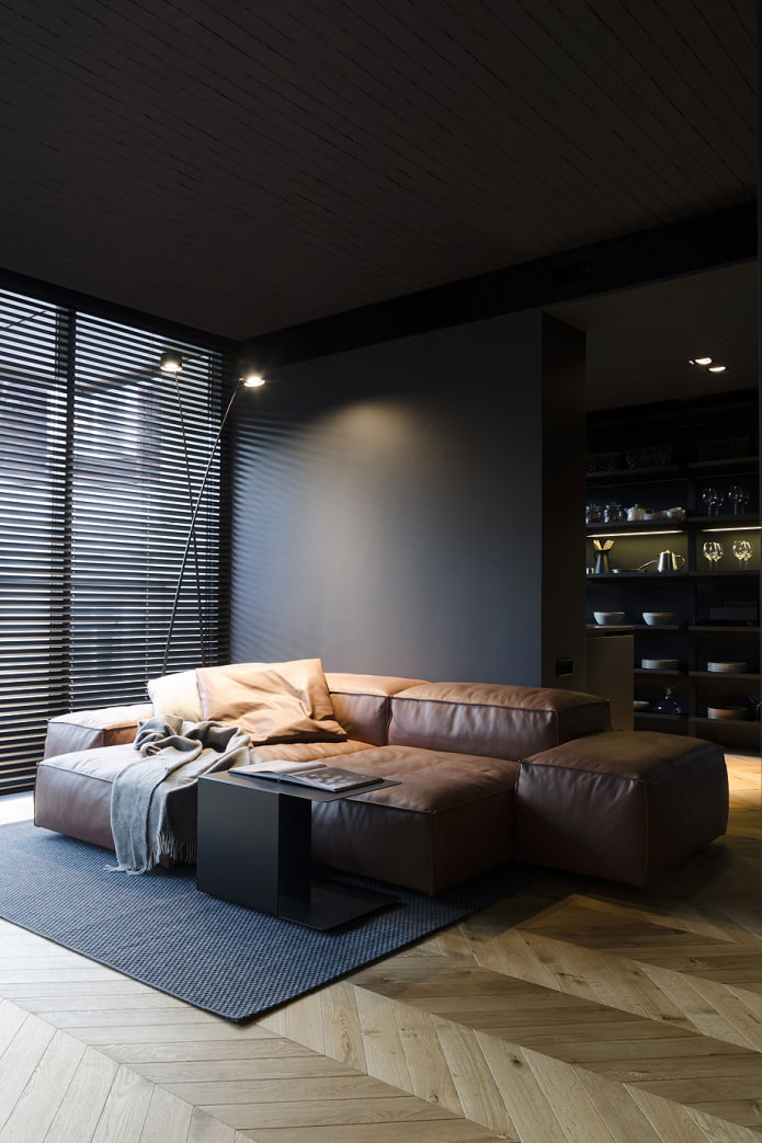 black walls in the living room black walls in the living room