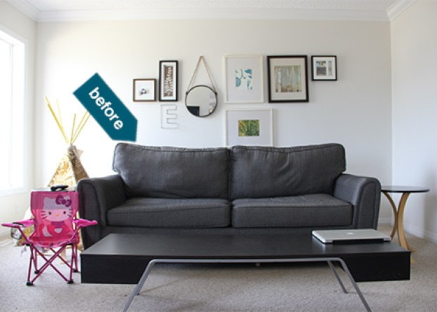 Sofa before conversion Sofa before conversion