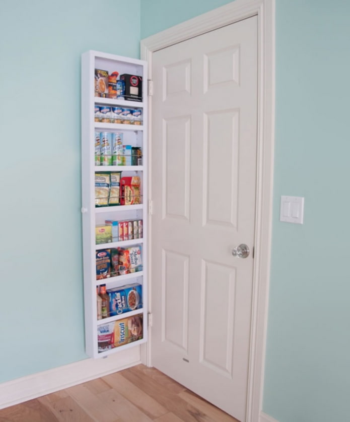 open cabinet with spices