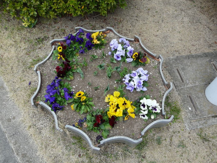 tile border for a round flower bed