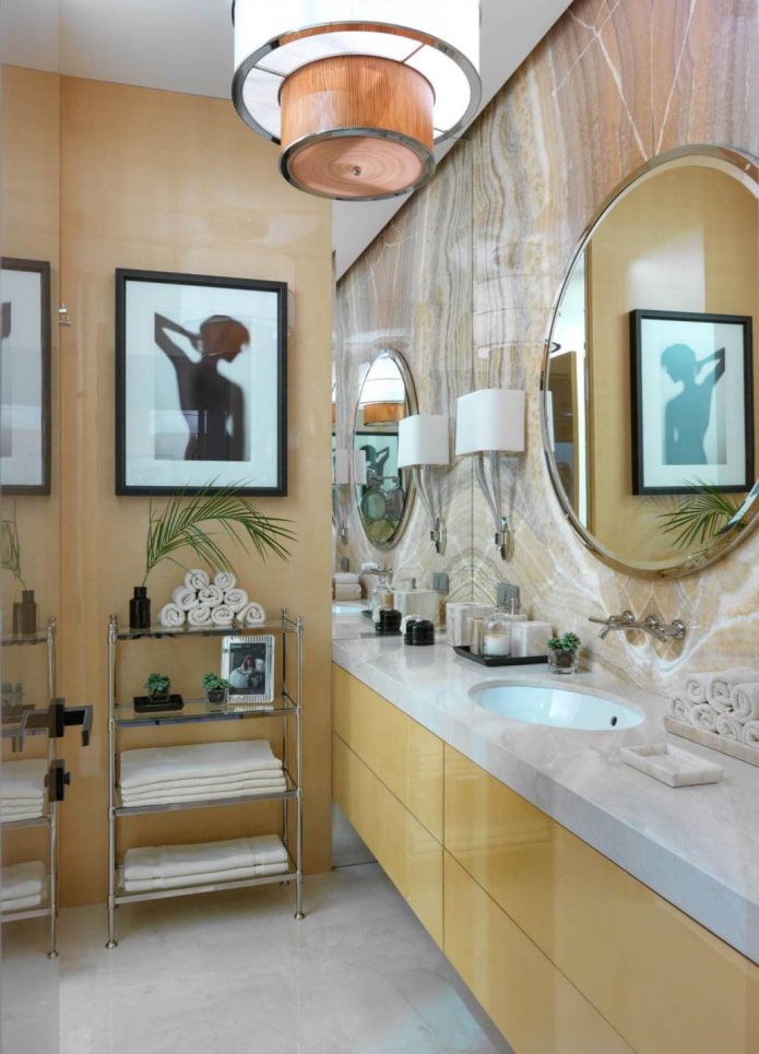 bathroom with light yellow glossy furniture bathroom with light yellow glossy furniture