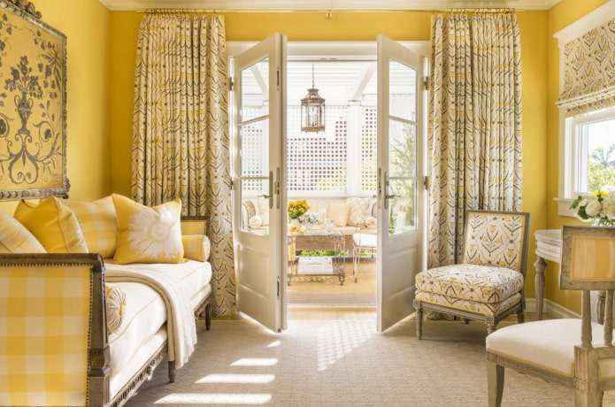 Provence style room in white and yellow colors Provence style room in white and yellow colors