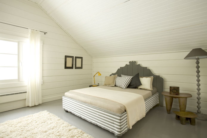 upholstery of the bedroom with white clapboard upholstery of the bedroom with white clapboard
