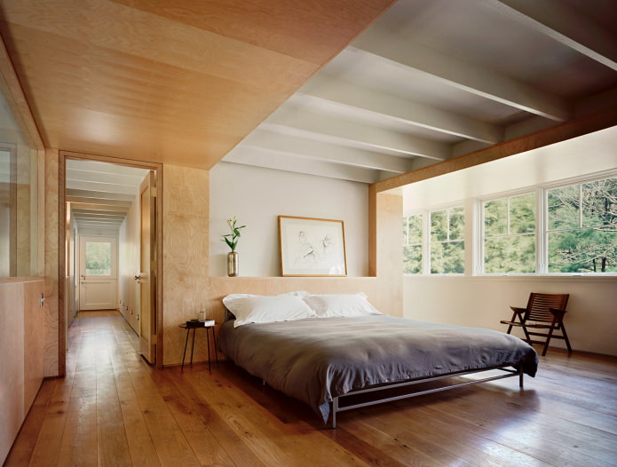 plywood wall and ceiling cladding in the bedroom plywood wall and ceiling cladding in the bedroom