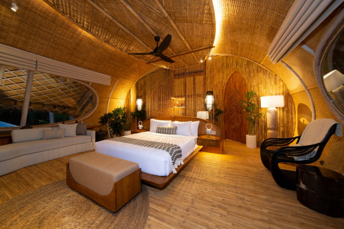 bedroom with bamboo and wicker walls and ceilings bedroom with bamboo and wicker walls and ceilings