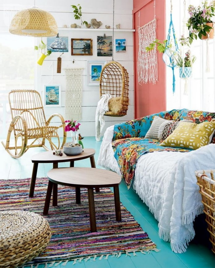 bright boho living room