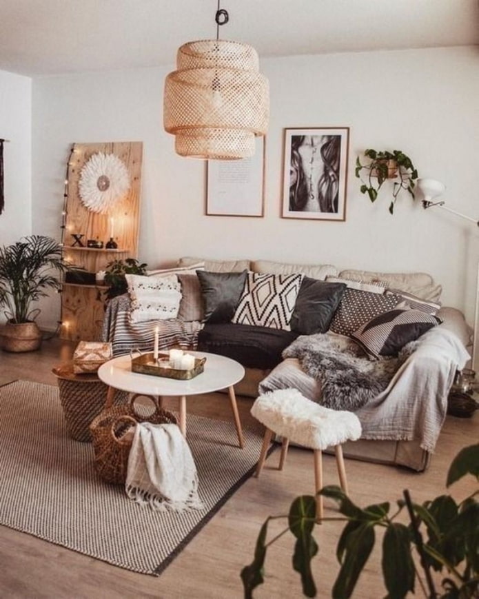 bright boho living room