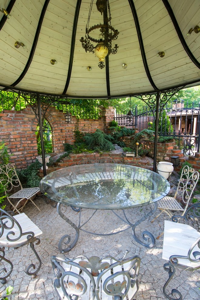 Furniture in the gazebo Furniture in the gazebo