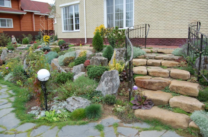 rock garden on the slope