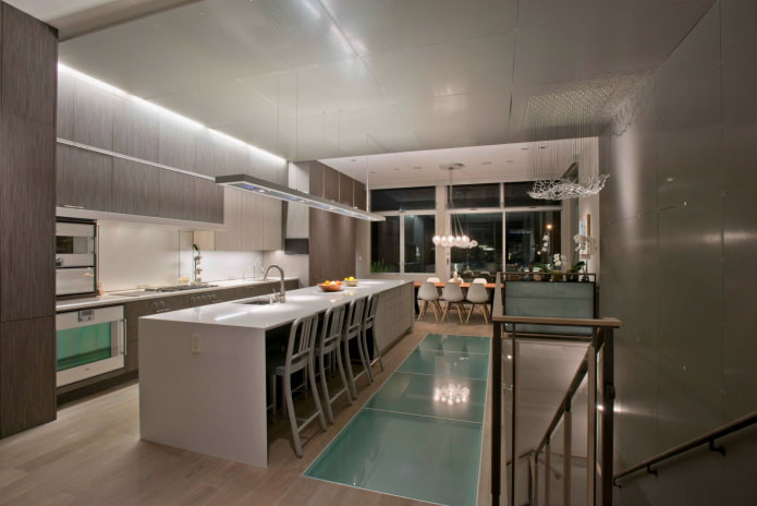 glass floor in the kitchen