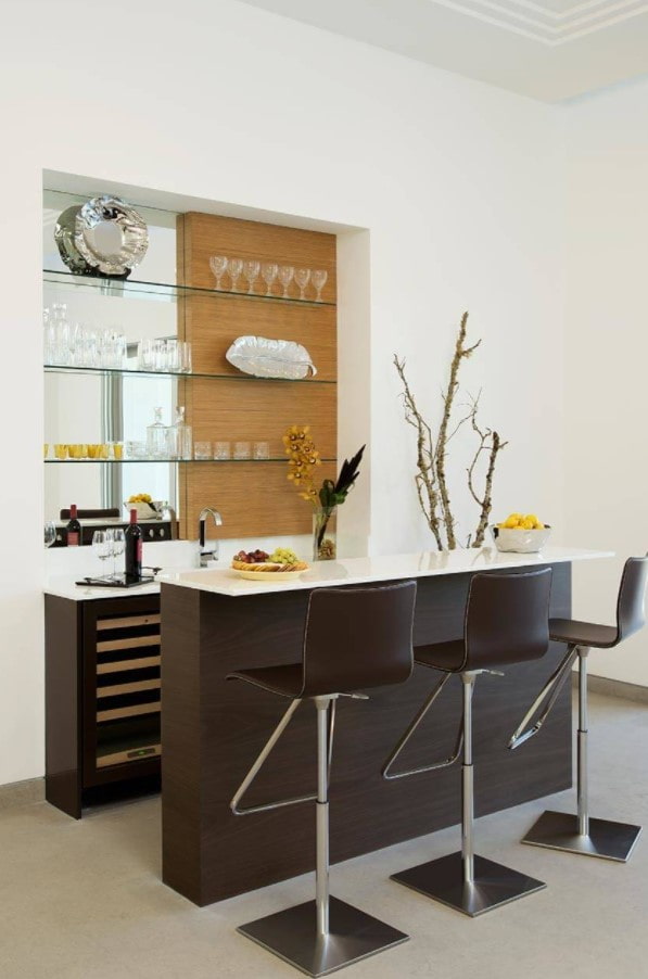 glass shelves in the interior