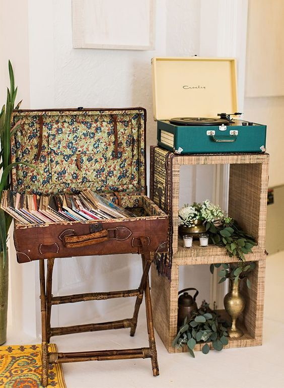 Suitcase with records