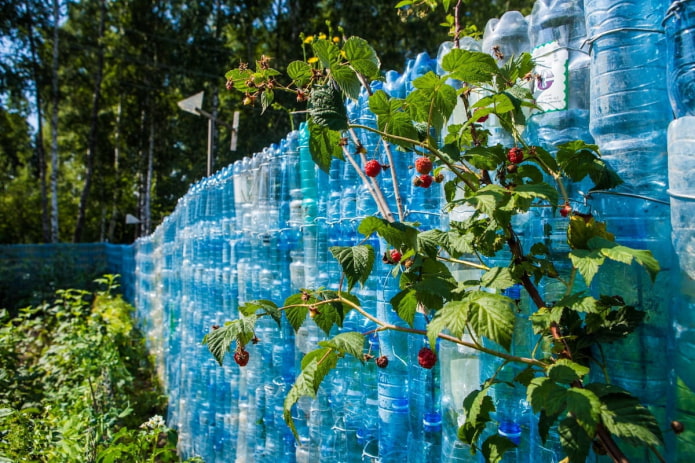 Fence from bottles Fence from bottles