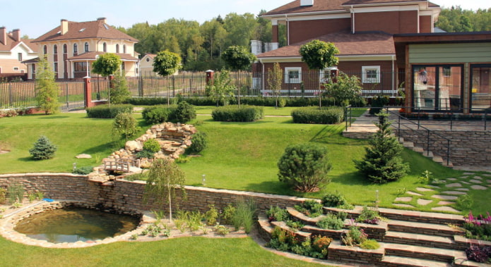 landscape design of a site with uneven relief landscape design of a site with uneven relief