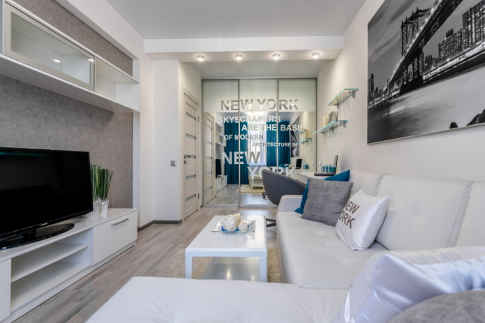 Mirrored facades opposite the window