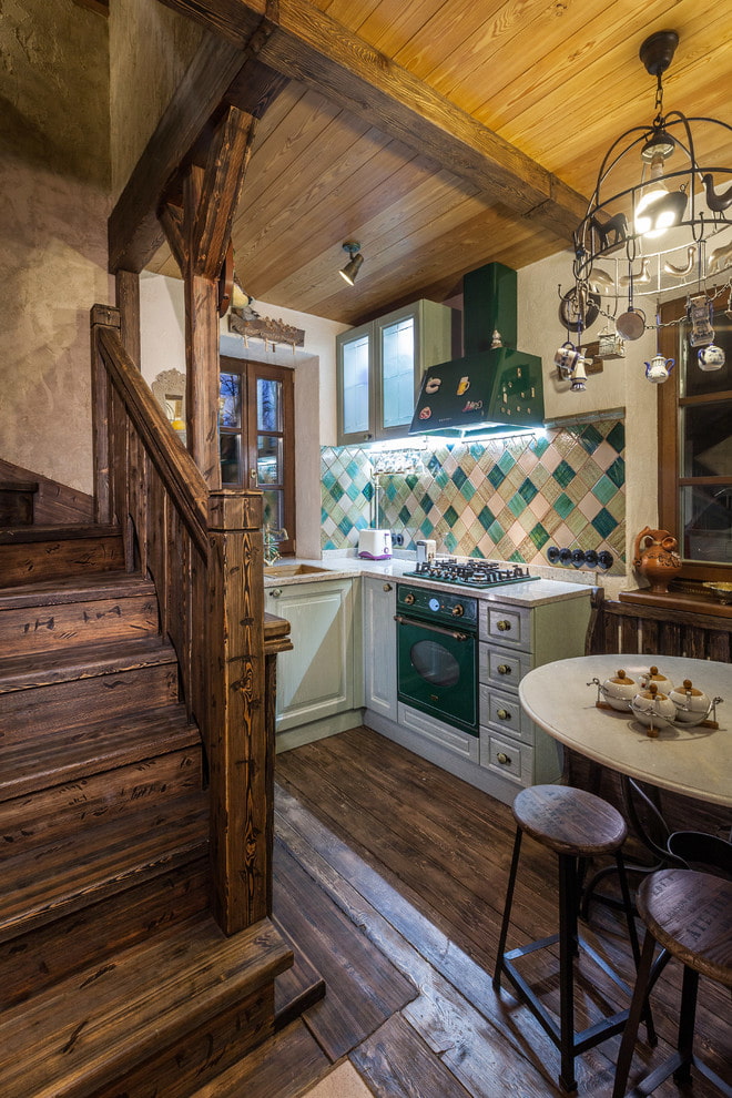 Kitchen in white and brown colors Kitchen in white and brown colors