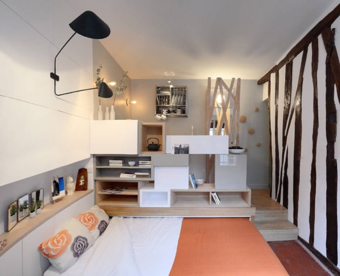 interior of a studio apartment with a pull-out bed interior of a studio apartment with a pull-out bed