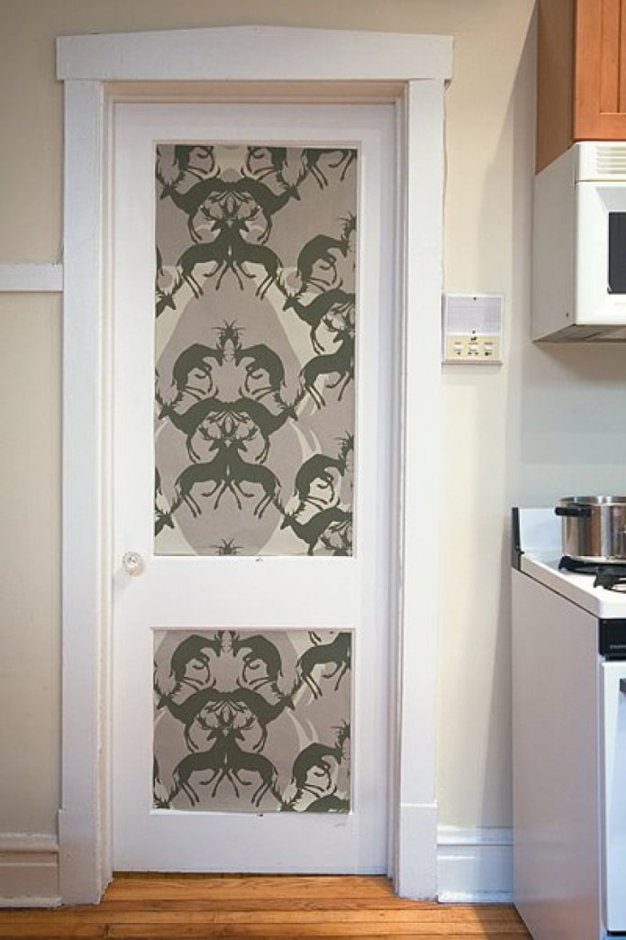 door with wallpaper with animal pattern door with wallpaper with animal pattern
