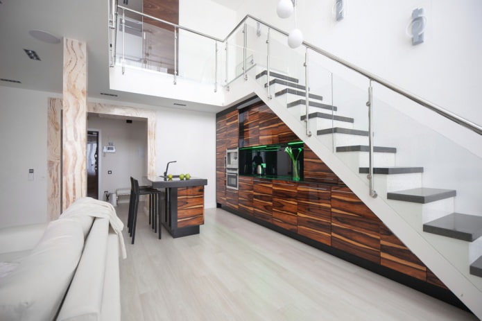 modern kitchen built into the flight of stairs modern kitchen built into the flight of stairs