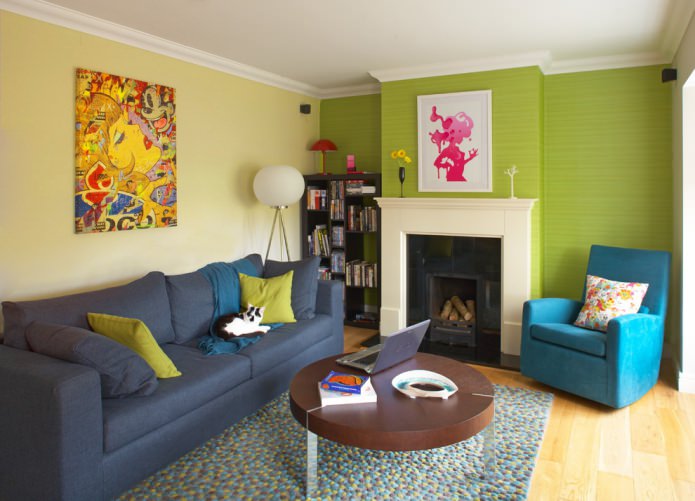a combination of green and yellow walls in the living room a combination of green and yellow walls in the living room