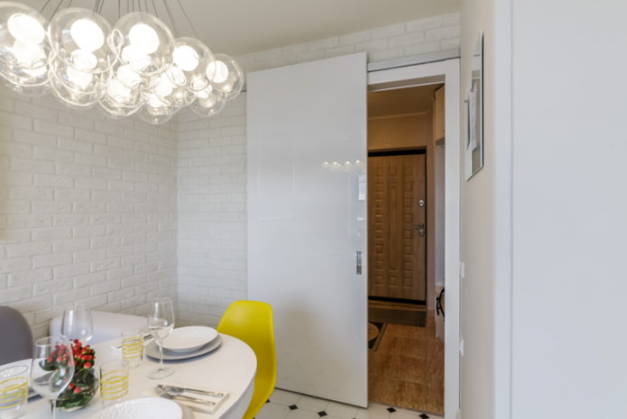 Sliding interior door along the wall Sliding interior door along the wall